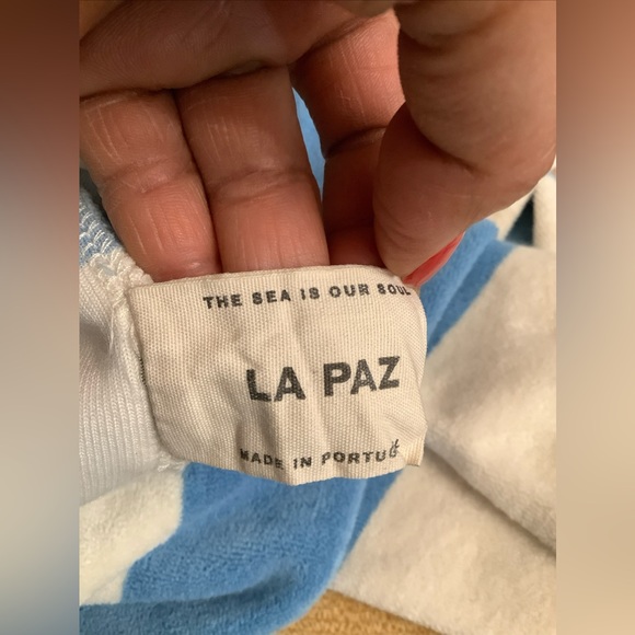La Paz Men’s Sky Blue Towel Stripes Crew Neck Sweater Sz. Small New With Tags - Picture 11 of 12